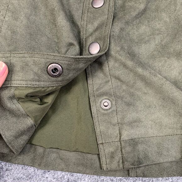 Abercrombie & Fitch Skirt Womens 0 Avocado Front Snap Button Faux Suede Skater - Picture 5 of 12